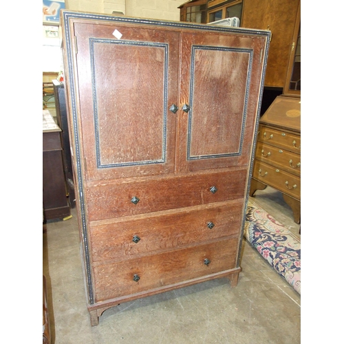 12 - An early-20th century oak and painted tallboy cupboard and a similar chest of three drawers, 91cm wi... 