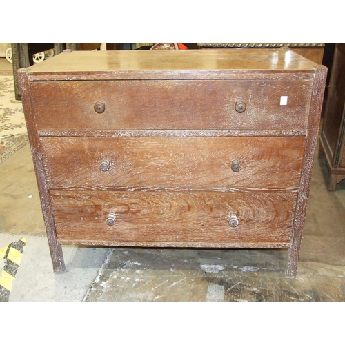12 - An early-20th century oak and painted tallboy cupboard and a similar chest of three drawers, 91cm wi... 