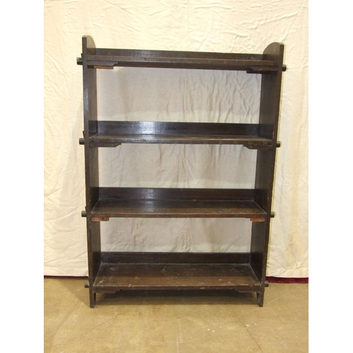 21 - A stained wood 'Encyclopaedia Britannica' bookcase, with numbered shelves of peg construction, 93cm ... 