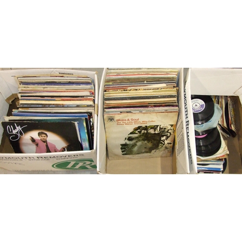 25 - A collection of various LP and 45RPM records, the contents of three boxes.