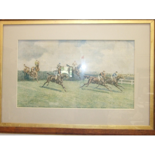 54 - After John Beer, four framed coloured prints of the 1908 Grand National: '2nd Fence', 'Becher's Broo... 