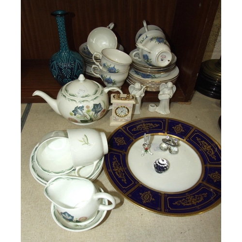 60 - A Susie Cooper 'Blue Gentian' seven-piece tea set for two, a modern Minton cobalt blue and gilt deco... 