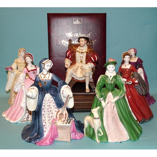 76 - A Wedgwood porcelain limited-edition figure of Henry VIII with his six wives, (with certificates of ... 
