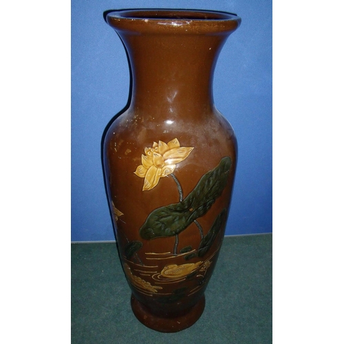 Extremely Large Terracotta Glazed Floor Vase Decorated With