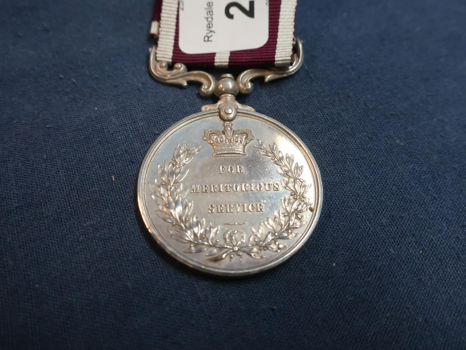 V Meritorious service medal with swivel ribbon bar awarded to