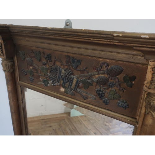 1309 - 19th century carved gilt wood and gesso pier glass with vine carved frieze and rectangular beveled p... 