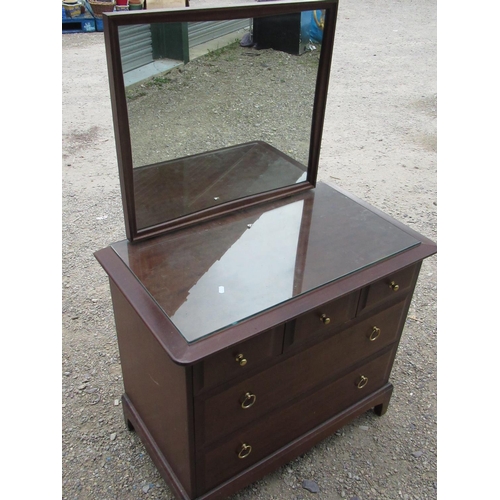 376 - Stag Minstrel dressing chest with rectangular mirror above three short and two long drawers W.80cm D... 