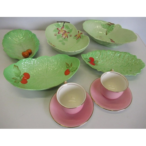 345 - Carlton ware lettuce leaf dishes, and a Royal Winton two piece tea set