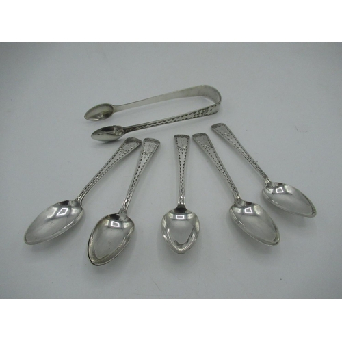 38 - Set of six Victorian silver hallmarked bright cut Old English pattern tea spoons, Newcastle 1855 and... 