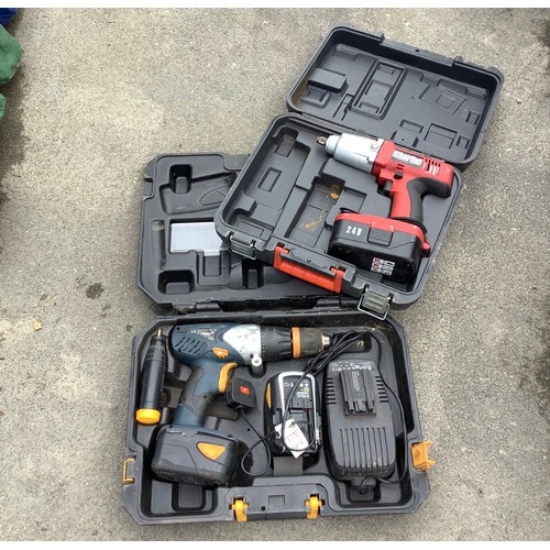 2 - Boxed MacAllister cordless drill with charger and spare battery and a boxed Clarke 24V cordless dril... 