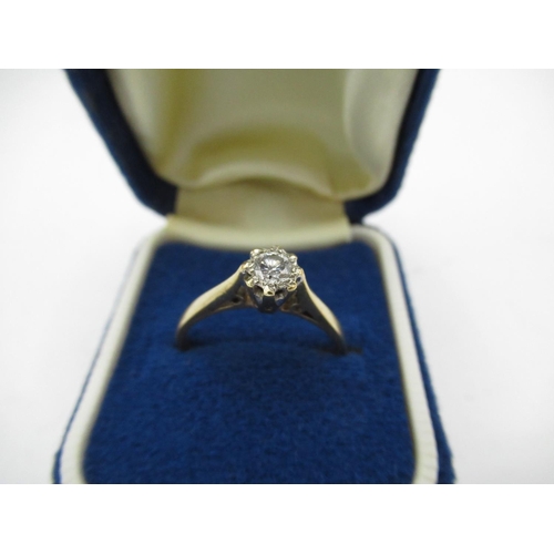1 - C20th Hallmarked 9ct gold solitaire diamond ring, Birmingham 1986 Size P 1/2, 2.1g.