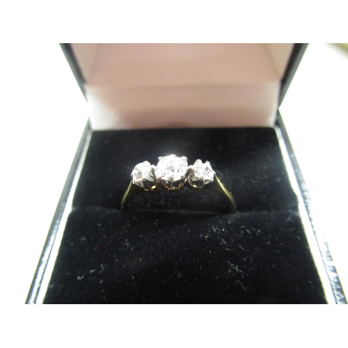 23 - 18ct gold three stone diamond ring with platinum setting Size N 2.4g