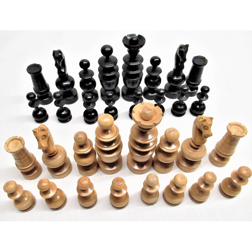 26 - Early C20th box wood chess set in pine box