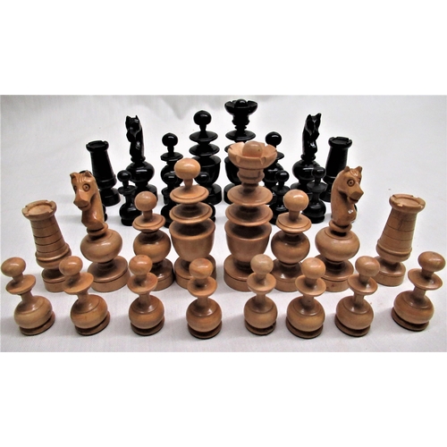 26 - Early C20th box wood chess set in pine box