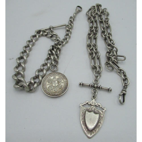 4 - Hallmarked Sterling silver graduated Albert chain with ‘Southern Counties Cross Country Association’... 