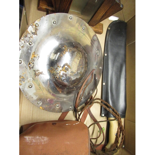 568 - 1960s Sputnik wire record stand, an aluminium wine rack, a pair of 1930s oak photograph frames, a la... 
