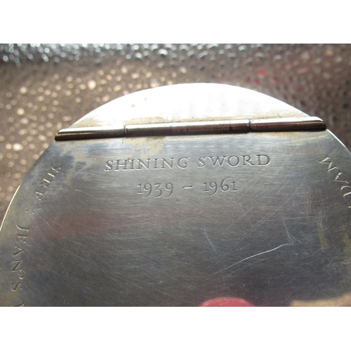 1 - Asprey & Company memorial silver mounted horse hoof inkwell, engraved Shining Sword 1939 - 1961, Lon... 