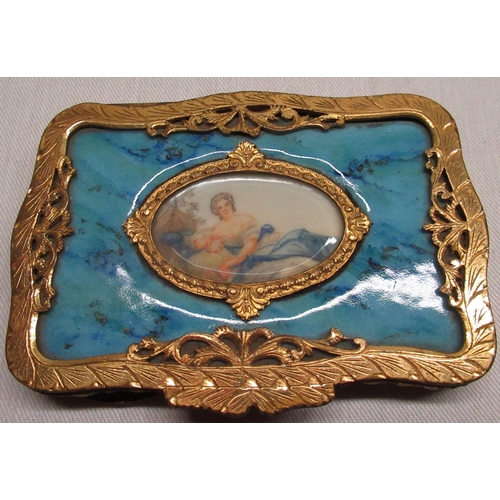 17 - C20th Italian gilt metal and enamel greeting card case, gilt metal bright cut mounts with central ha... 