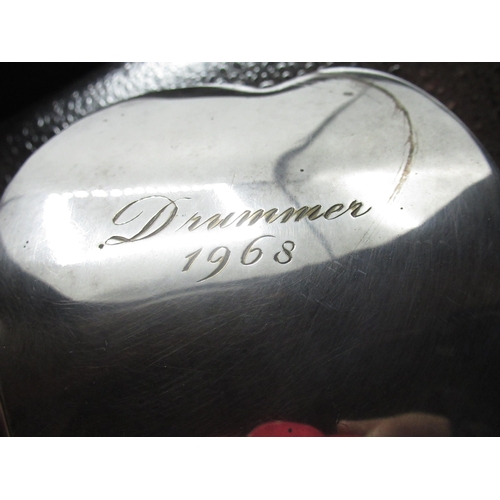 2 - C20th horse hoof memorial with silver plated mounts engraved Drummer, 1968