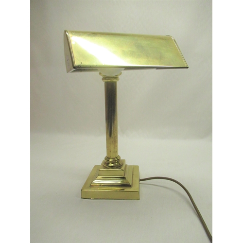 21 - Christopher Wray, London, C20th lacquered brass reading lamp with shaped articulated shade, Corinthi... 