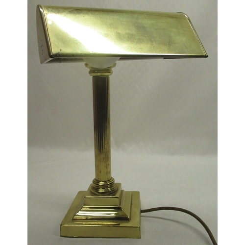 21 - Christopher Wray, London, C20th lacquered brass reading lamp with shaped articulated shade, Corinthi... 