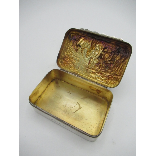 3 - Late Victorian silver table snuff box with repousse lid and gilt interior, Birmingham 1899, W8cm D5c... 