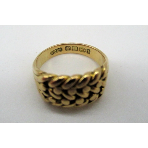 77 - C19th hallmarked 18ct yellow gold chain ring, by SRRs Birmingham, 1893, Size L, 5.9g