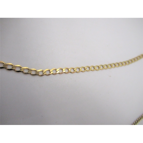 85 - 9ct yellow gold flat curb chain necklace with spring ring clasp, stamped 9ct and a 9ct yellow gold l... 