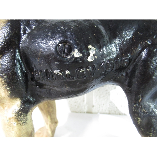 601 - Black and white cast metal figure of a Bulldog stamped Hubley 1916