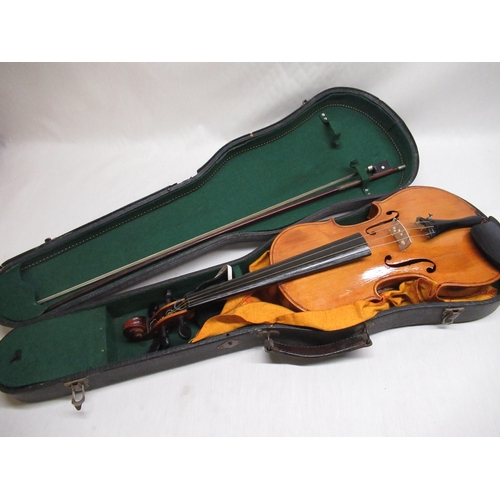 37 - Mid C20th violin, two piece back with Antonius Stradivarius Cremonensis Faciebat Anno 1721 label ins... 