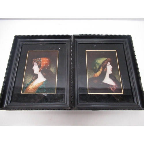 367 - Continental School (C20th) Pair of female portraits, colour prints with overpainted detail, 19cm x 1... 