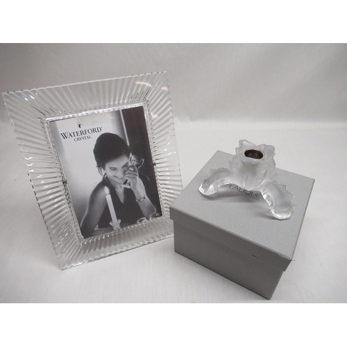 511 - Lalique, C20th Iris candleholder signed Lalique France H7.1cm, complete with box and paperwork, and ... 