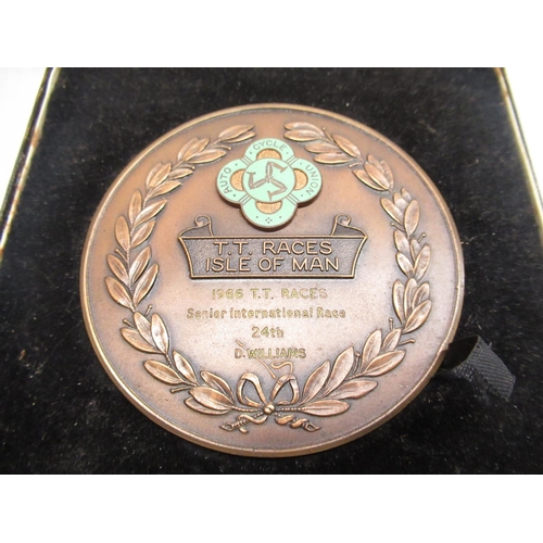 30 - Formerly the property of Derek Williams (Isle of Man TT Racer), cased bronze and enamel Auto-Cycle U... 