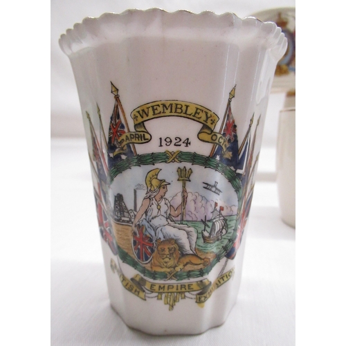 195 - Queen Victoria Diamond Jubilee enamelled beaker, 1837-1897, H10cm, and other royal commemorative war... 