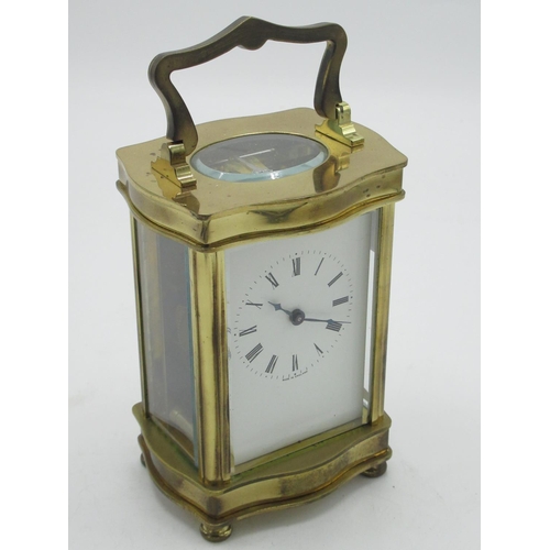17 - Henley, England, C20th brass cased carriage clock timepiece with visible lever escapement, movement ... 