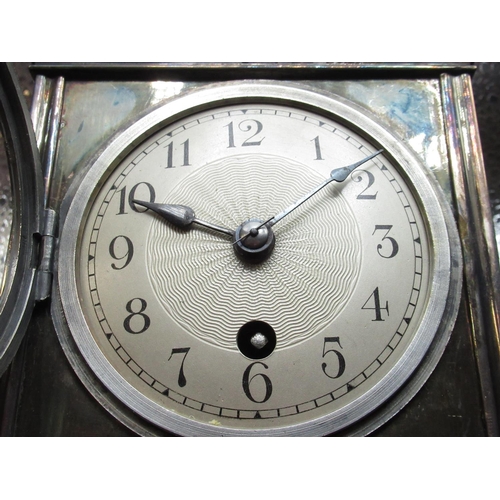 7 - Early C20th silver plated carriage clock timepiece with silvered dial W12.5cm D10.2cm H17cm