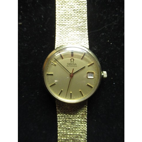 71 - Omega Gents automatic 9ct gold cased wrist watch with date, two piece gold case on hallmarked Milane... 