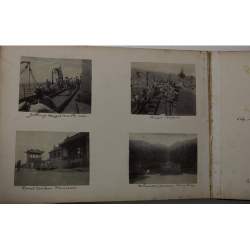 751 - Early C20th photograph album comprising approx. 156 photographs, of which 71 relate to a Royal Navy ... 