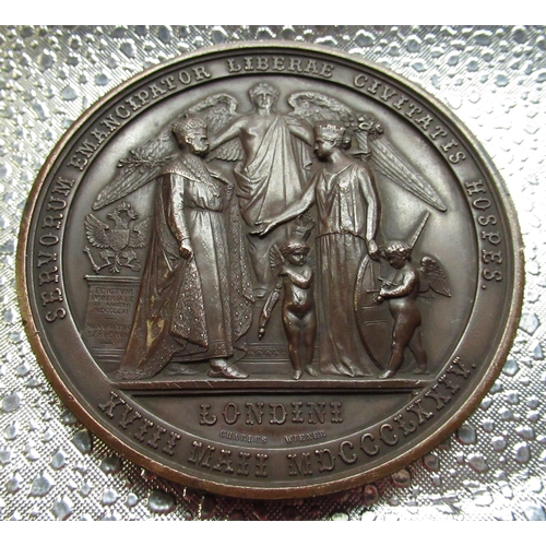 256 - Victorian bronze circular medal commemorating the Visit of CZAR ALEXANDER II OF RUSSIA TO LONDON, by... 