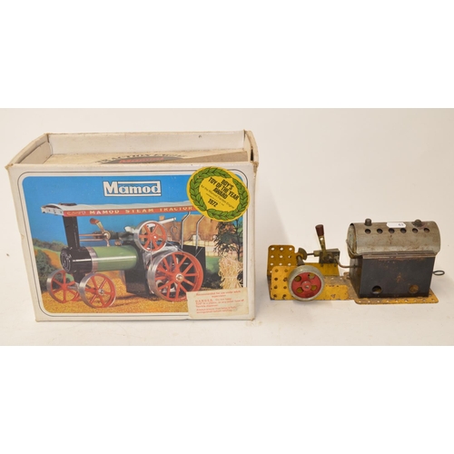 594 - Boxed 1972 Mamod TE1A steam tractor, Meccano steam engine (both A/F) (engine missing drive cable and... 