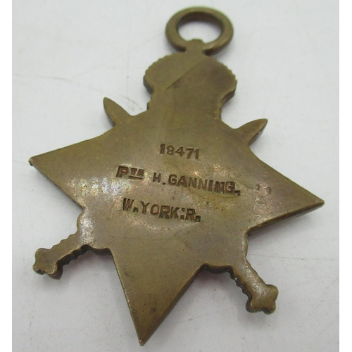 10 - 1914 - 15 Star, awarded to 18471 Pte. H. Ganning W. York .R