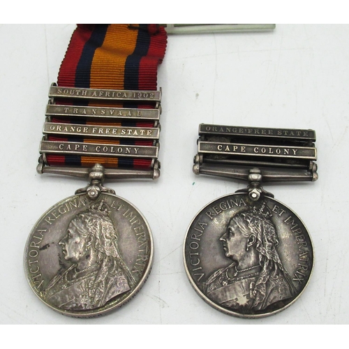 2 - Queen's South Africa medal, South Africa 1902 Transvaal Orange Free State & Cape Colony clasps, awar... 