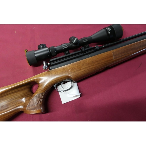 419 - Logun Hacksaw .177 pre-charge pneumatic air rifle with walnut thumb hole stock serial no. 007819 and... 