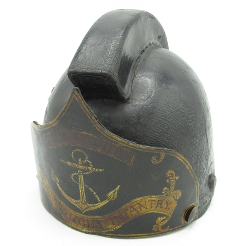 99 - American revolutionary style leather helmet/headress for Rhode Island light Infantry