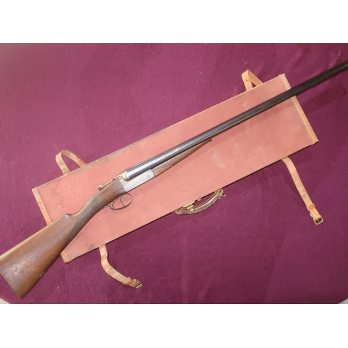 350 - Cased H.E Akrill of Beverly 12 bore side by side shotgun with 28 inch barrels, in fitted canvas and ... 