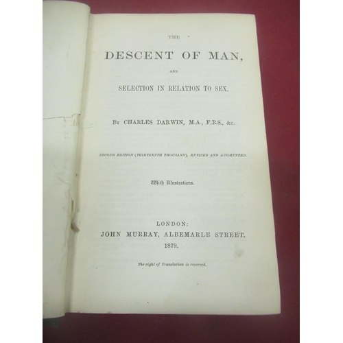 1296 - Charles Darwin, The Descent of Man and Selection in Relation to Sex, John Murray, 1879, Hardback