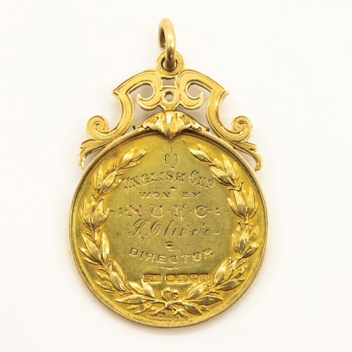 1280 - 18ct gold FA Cup or English Cup football medal for Newcastle United FC, engraved verso 'English Cup ... 