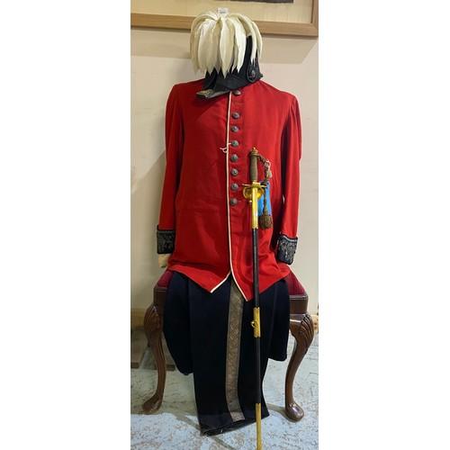 1002 - Victorian Lord Lieutenants full dress uniform comprising of silk lined scarlet jacket with embroider... 