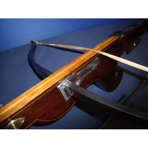 1004 - C17th style quality made composite crossbow with rosewood inlaid frame and steel cross piece, with l... 