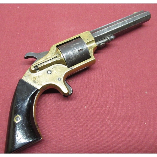 1019 - American 5 shot rimfire pocket revolver with 9cm octagonal steel barrel stamped Merwin & Bray Firear... 